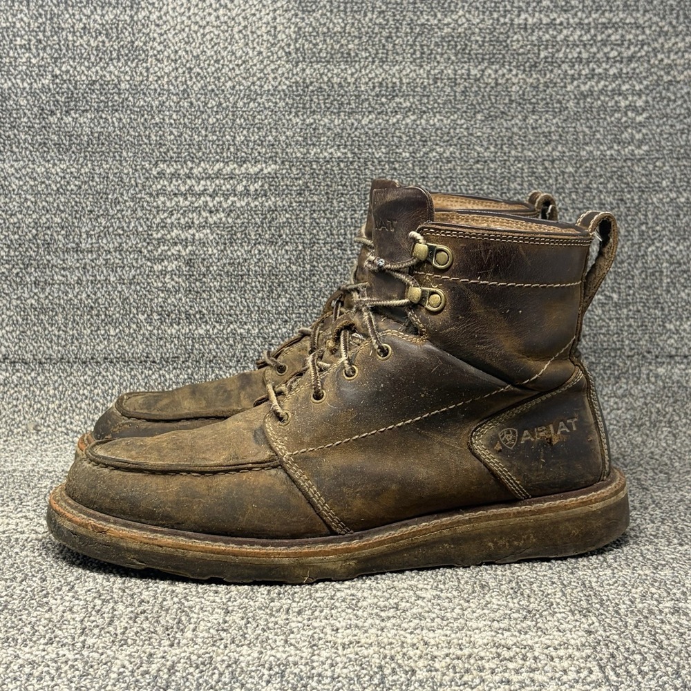 Ariat Recon 10027397 Men's 10.5D Brown Leather Moc Toe 6" Lace-Up Work Boots